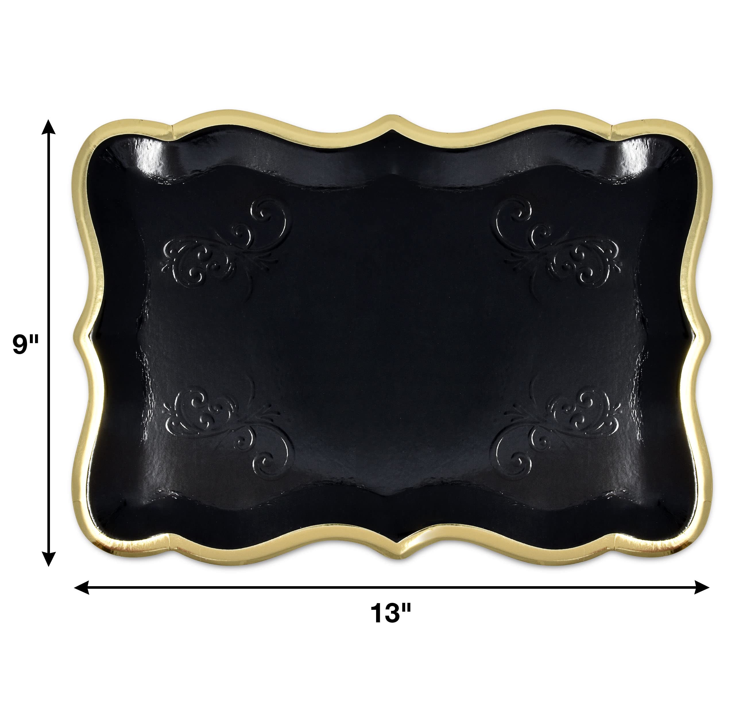 Gift Boutique 10 Black Rectangle Trays with Gold Rim Border for Dessert Display Table Parties 9