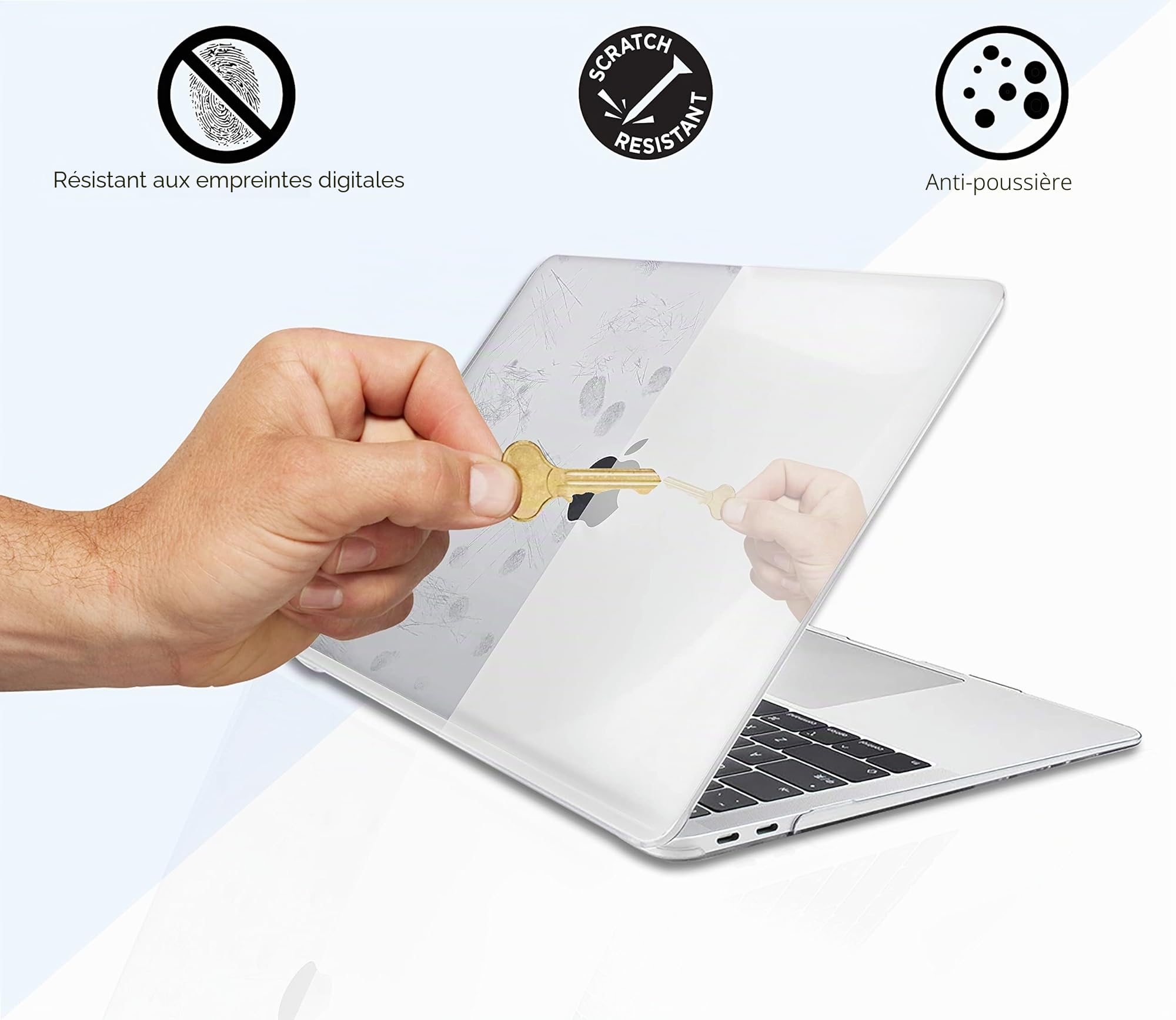 GVTECH Coque pour MacBook Air 13 Pounces 2010-2017 A1369 A1466, Étui Rigide en Plastique, Protection de Clavier, Protecteur d'écran pour MacBook Air 13", Transparent