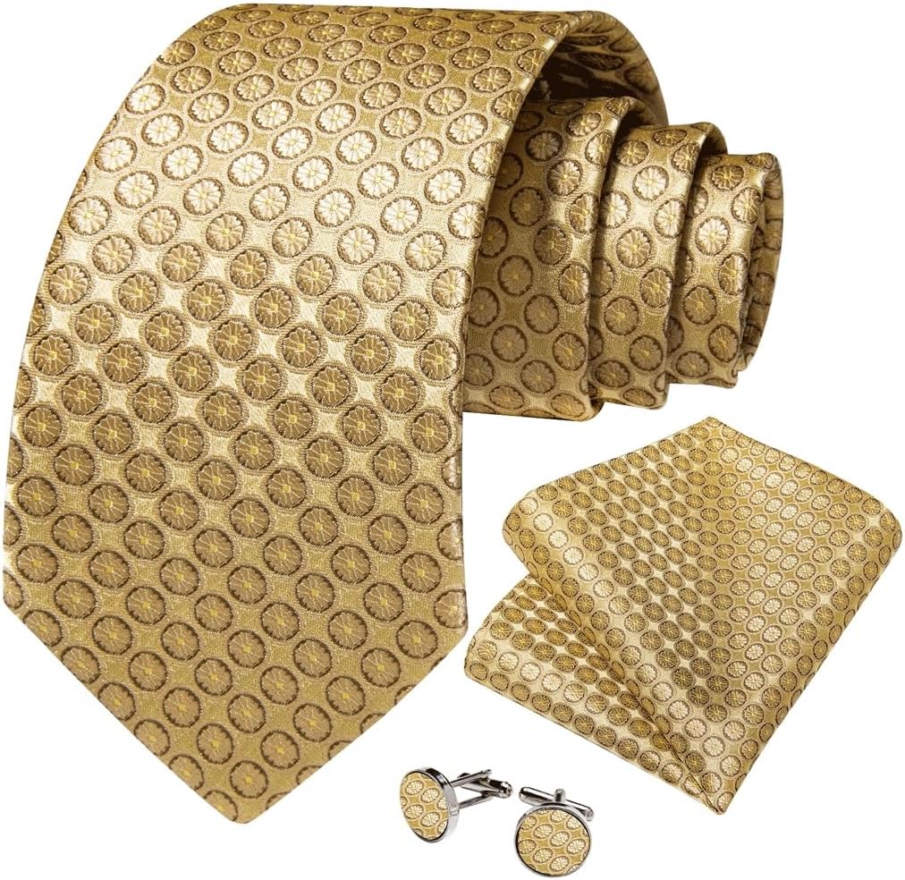 Men Neckties Men's Business Silk Ties Set Handkerchief Cufflinks Wedding Party Accessories Husband Gift