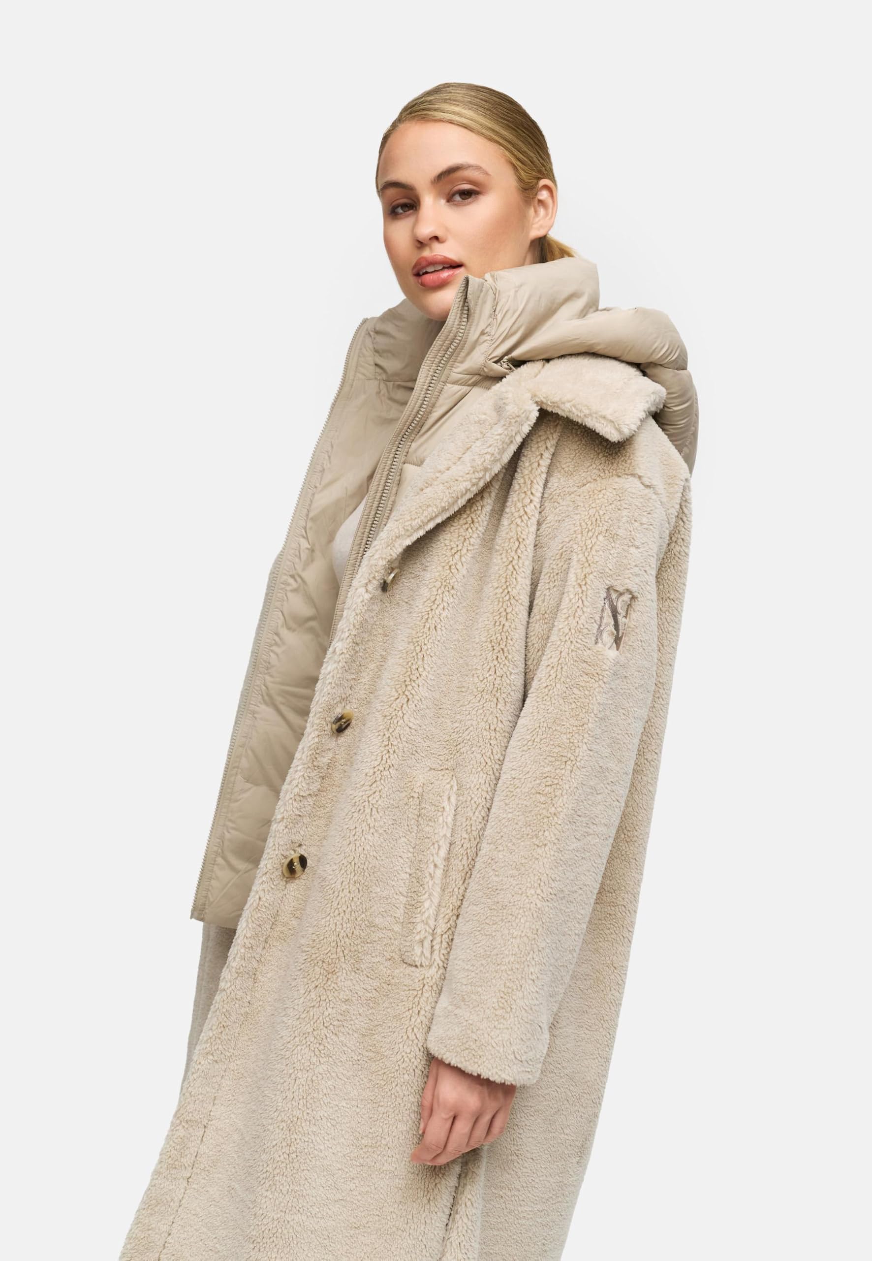 Navahoo Cappotto caldo da donna in pile Teddy con inserto rimovibile e trapuntato, Teddyzauber 14 XS-3XL