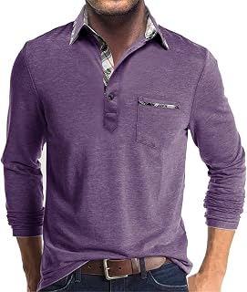 Moda para hombre Primavera e informal Manga larga Color sólido Camiseta Tops Volantes
