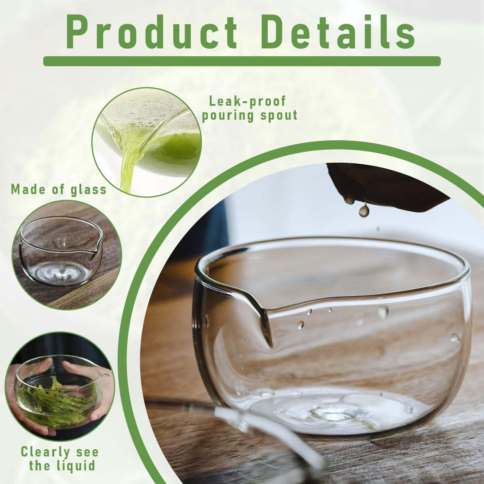 NCZCDZSW Bol à Sauce 350 Ml En Verre Transparent Avec Bec Verseur Anti-Goutte - Bol Matcha, Sauce & Service Polyvalent