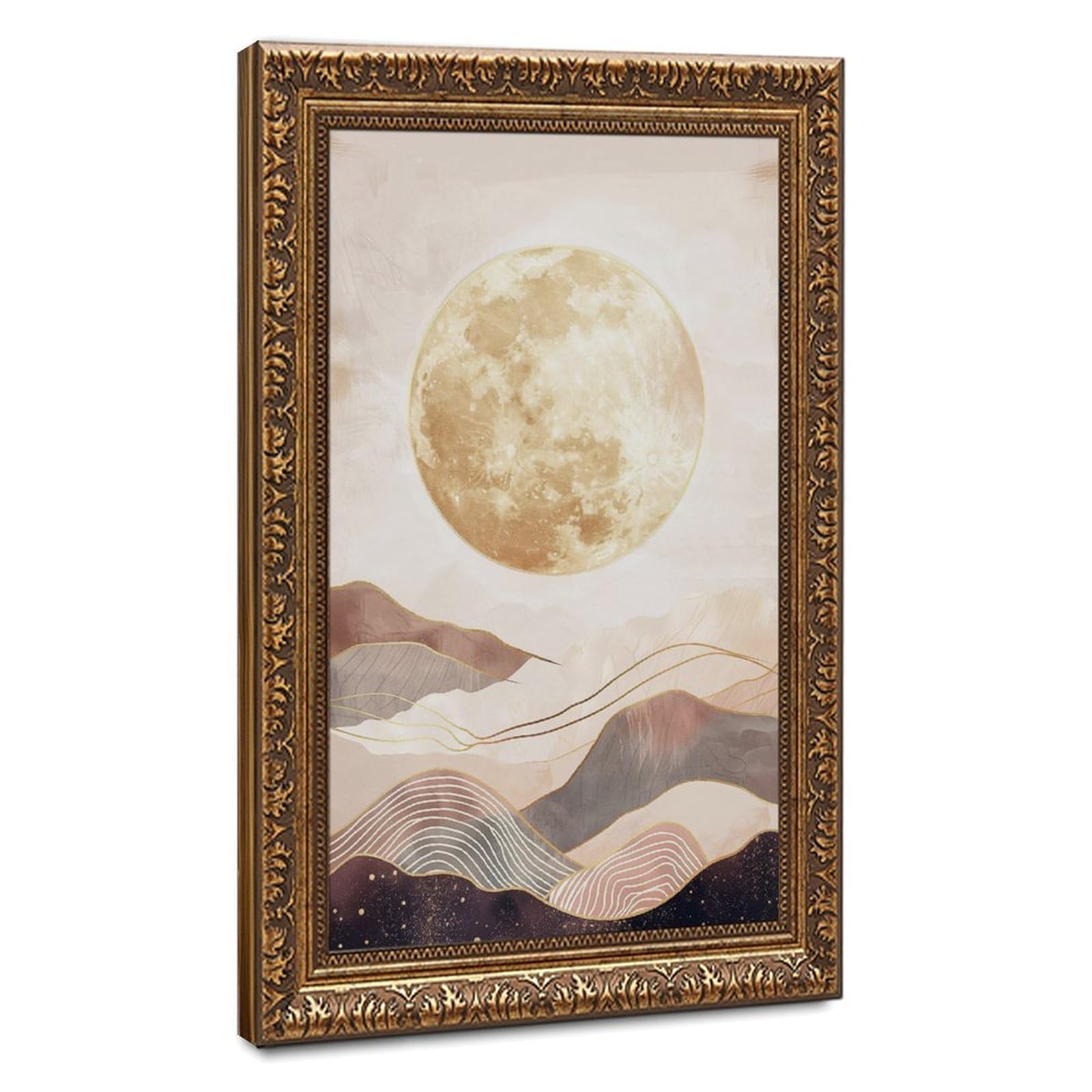 Bareronor Boho Moon Canvas Poster Bedroom Decor Landscape Office Room Decor Gift 20" L X 30" W
