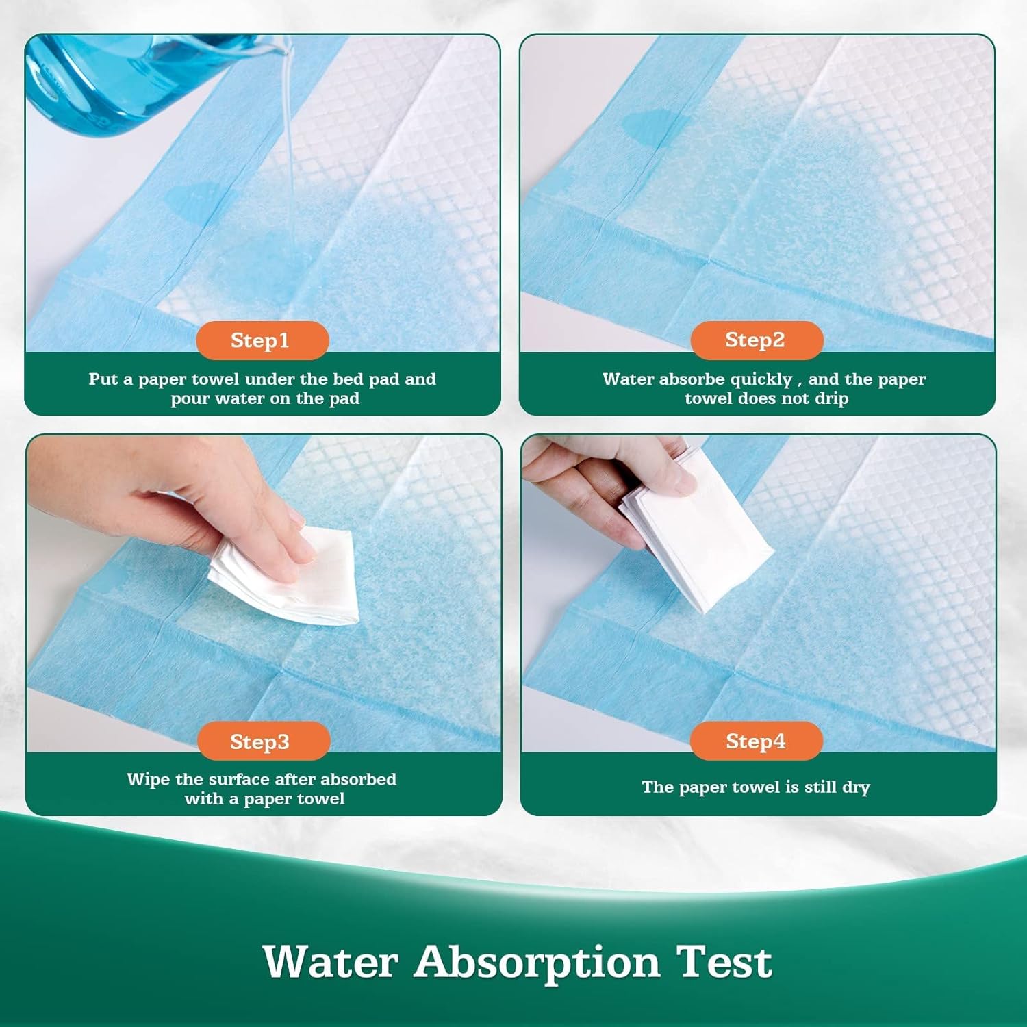 50 Count Bed Pads with Adhesive Strip 30"x36" Thicken Elderly Adults Incontinence Underpads Disposable, Heavy Duty Absorbent Chucks Waterproof, XL Extra Large Puppy Pee Training Pad - Image 5