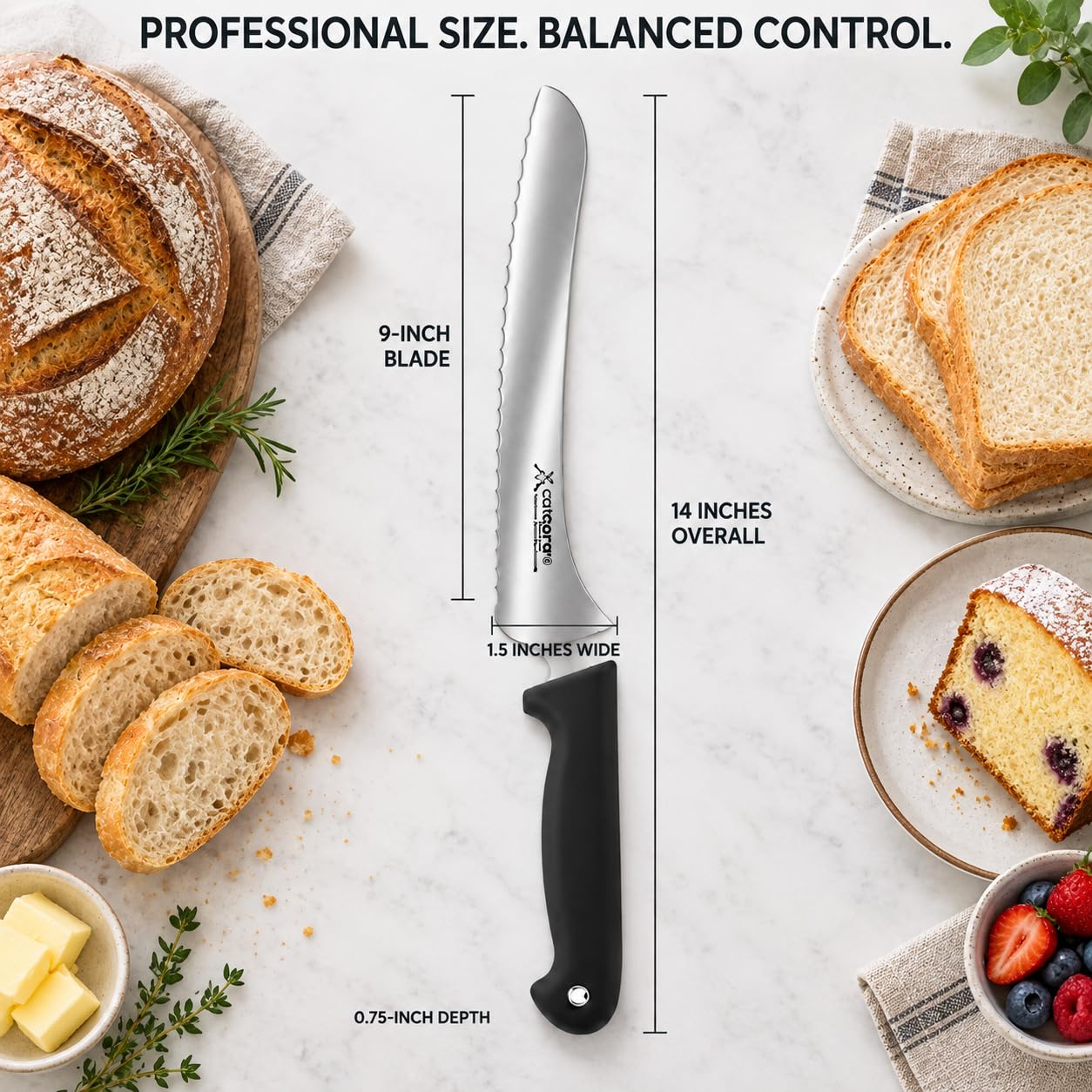 Cat Cora Bread Knife - Serrated, 9" German Steel -4