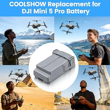 COOLSHOW Intelligent Flight Mini 5 Pro/4 Pro/Mini3 Series Battery 1 Pack 5000mAh Offer 52 Mins of Max Flight Time Compatible with DJI Mini 5 Pro/Mini 4/3/3 pro Plus