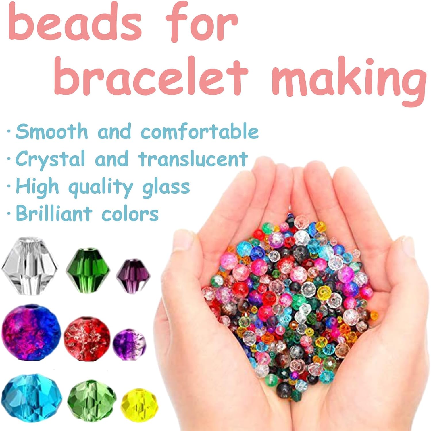 1300 PCS Crystal Beads Glass Beads Crystal Glass Beads Jewellery Craft Beads for Bracelet Making Mixed Beads for Bracelet Necklace Jewelry Making Set DIY Craft Projects