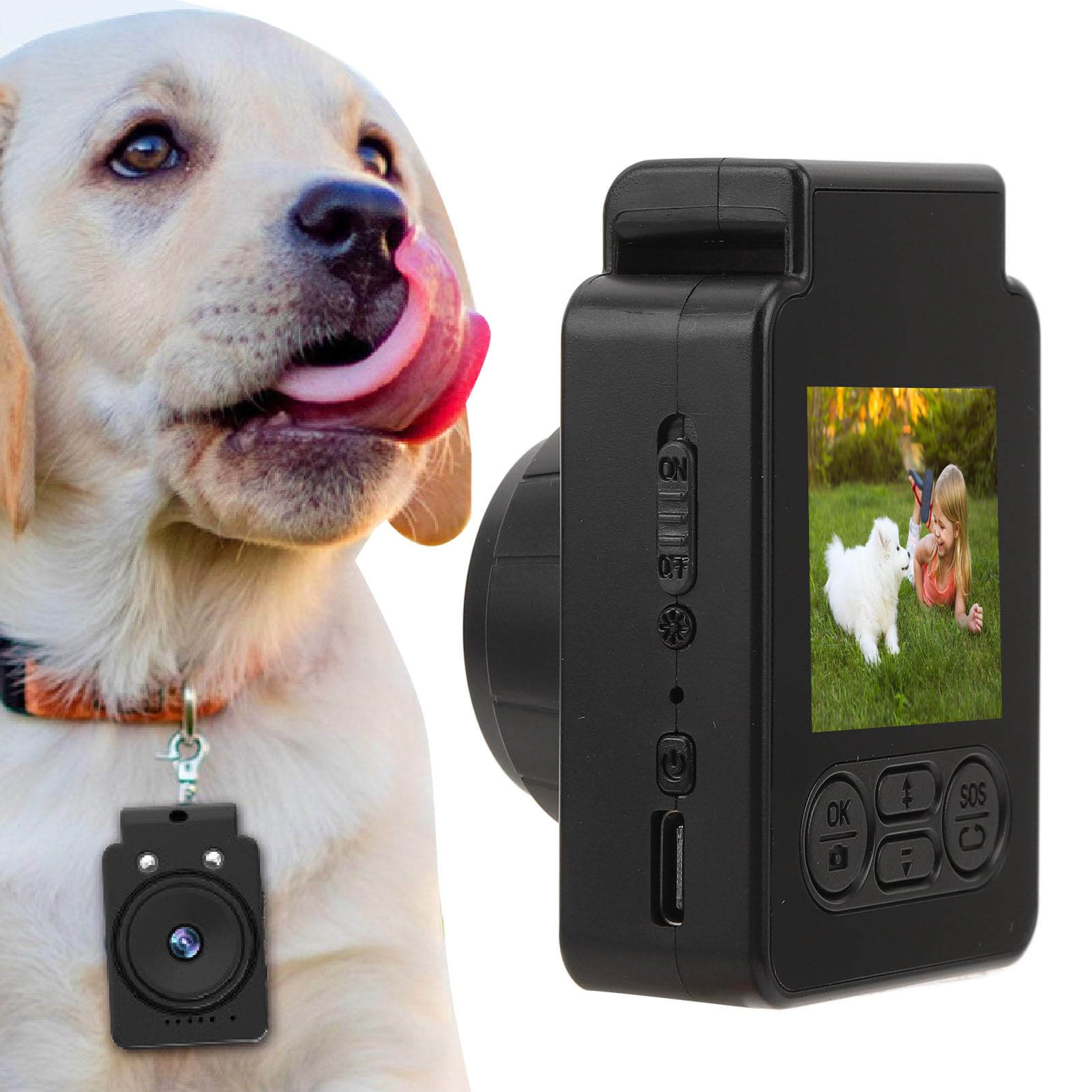 Obroża dla Kota HD 1080P z Nagrywaniem Wideo Bezprzewodowa Mini Kamera Sportowa, Mała Kamera Akcji, z kartą 32 GB, Kamera Korpusowa na Artykuły dla Zwierząt, Rzeczy, na Zewnątrz,