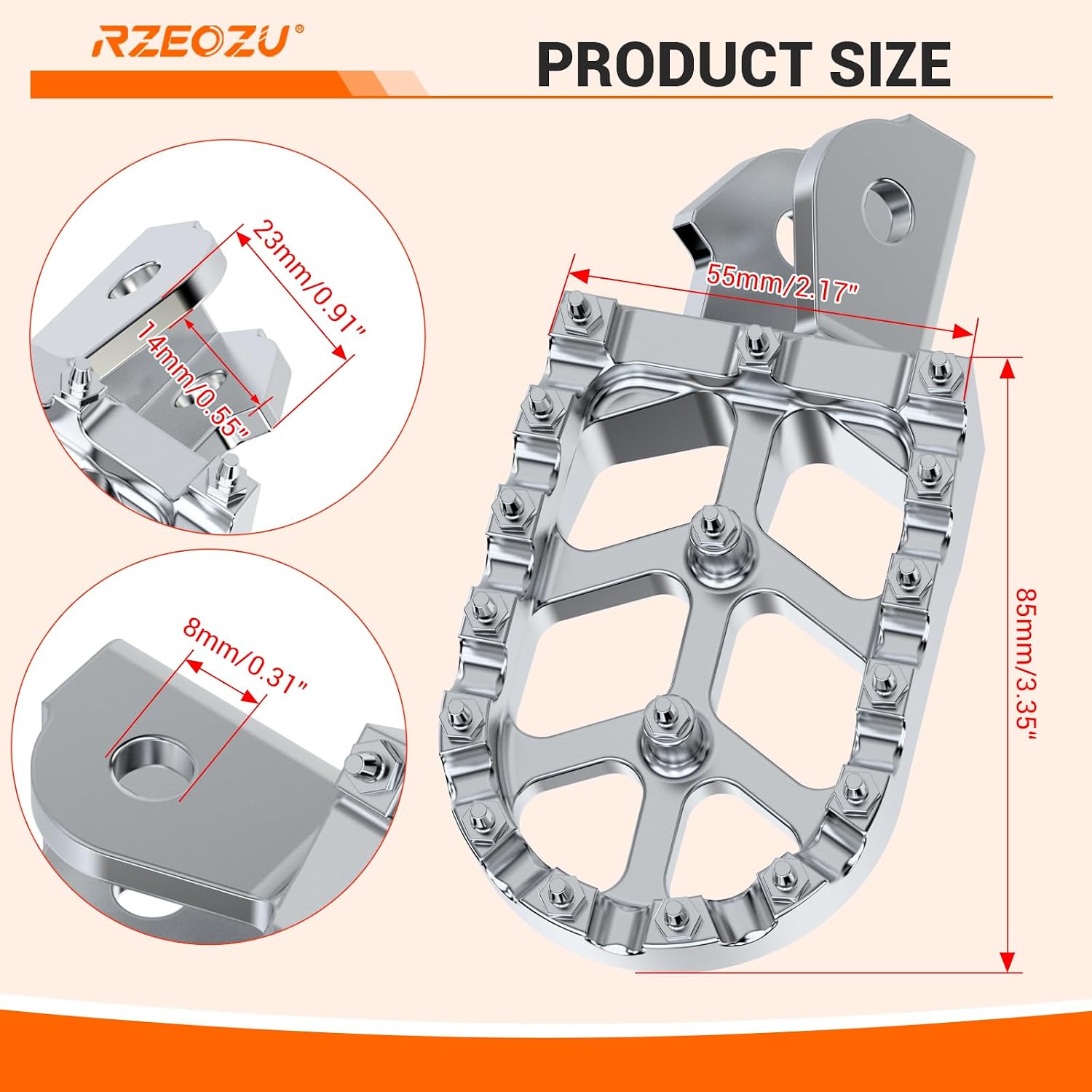 CNC Dirt Bike Pegs Compatible with Surron Sur Ron LBX E-Ride Pro S SS SR 2.0 3.0 Talaria 79Bike Falcon GT Throne SRPNT Parts Left and Right Electric Dirtbike Foot Pegs Ebike Footrest Silver