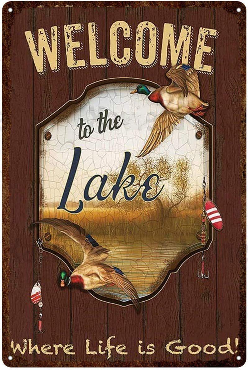 ILYIBGO Welcome Duck Vintage Metal Tin Sign for Men Women,Wall Decor for Bars,Restaurants,Cafes Pubs,12x8 Inch