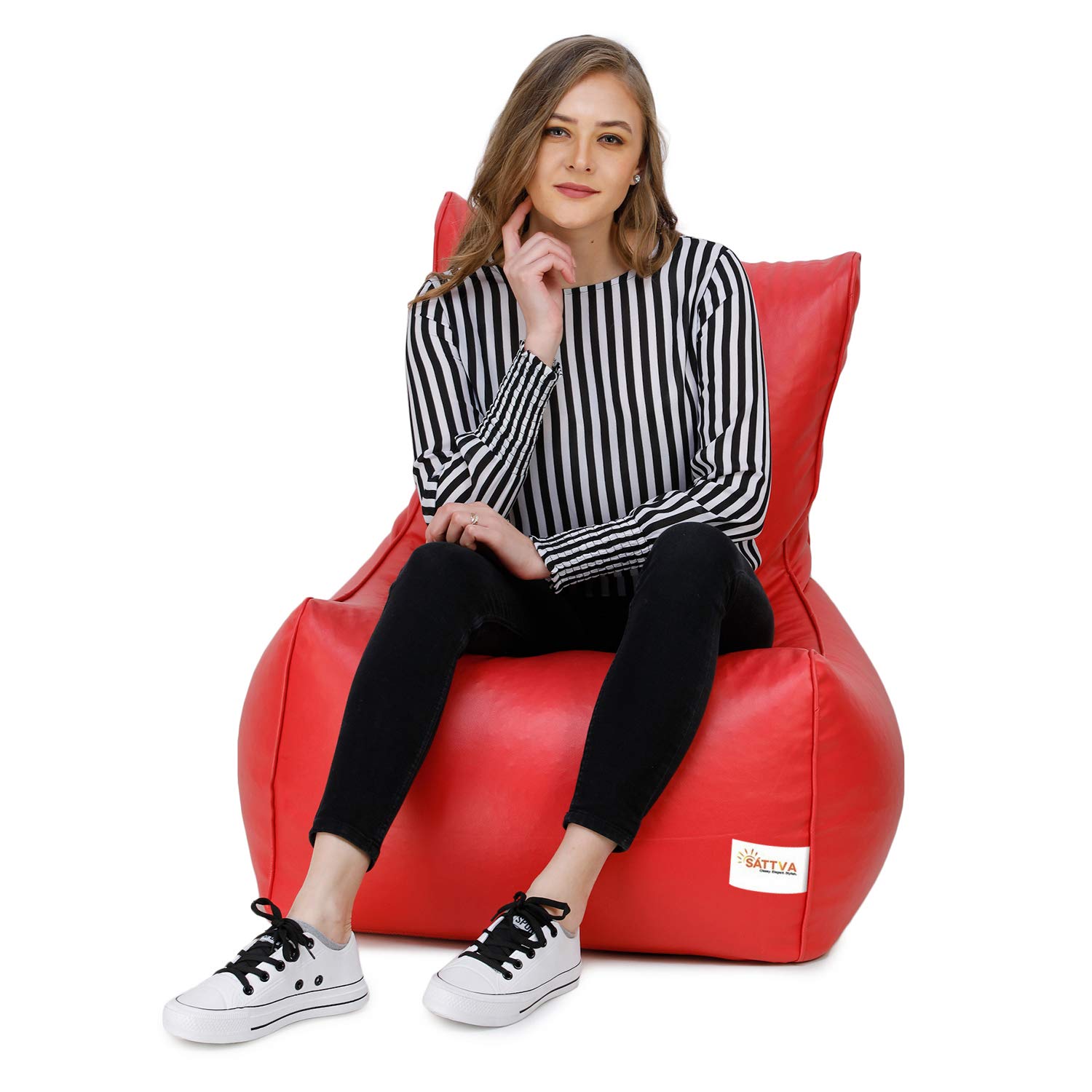 SATTVA Faux Leather Chair Style Bean Bag XXXL Bean Bag Filled (with Beans)_Pink (B08336V3J7) Amazon Price History, Amazon Price Tracker