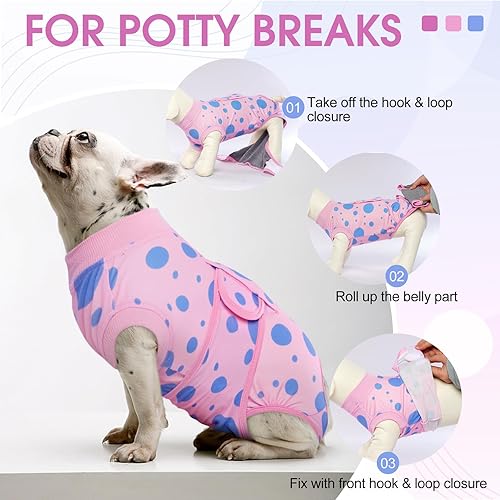 Miniatura 35 de Kuoser Traje de recuperación para perros después de la cirugía, traje de cirugía para perros hembra, esterilización masculina, mameluco para perros