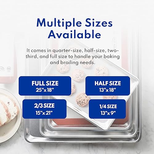 Miniatura 7 de New Star Foodservice 38439 Juego de bandeja de aluminio de calibre 18 de grado comercial, bandeja para bollos y alfombrillas de silicona para