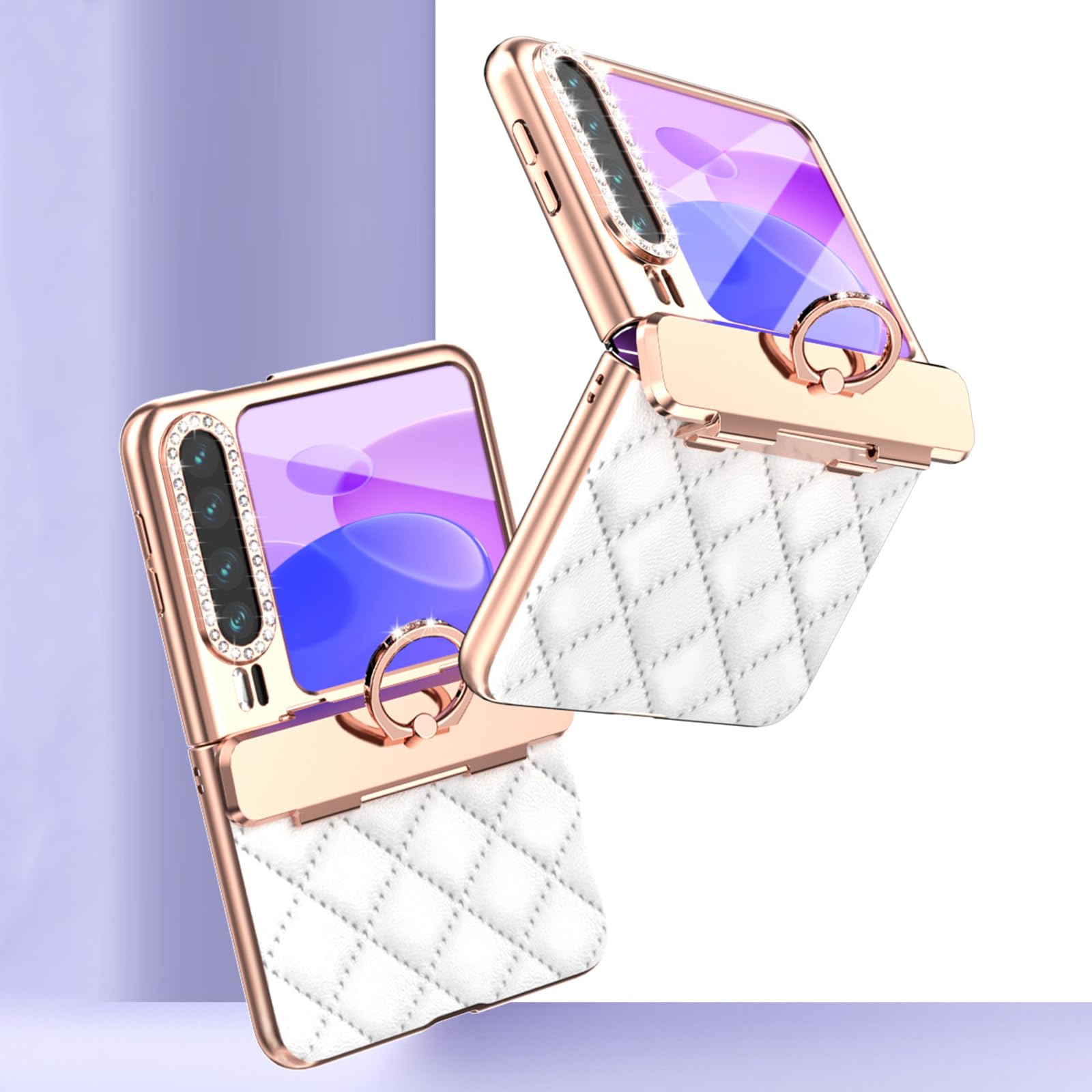 Ultra Mince Coque pour Huawei Pura X, Luxe Léger Antichoc Protecteur Etui avec Anneau Béquille Anti-Empreinte Cuir Housse,Rouge,Pura X