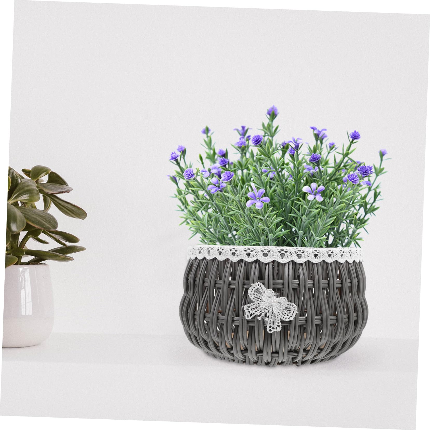 Kisangel 2stücke Rustic Woven Pflanzenkorb Handgefertigter Blumentopf Für Blumen Und Sukkulenten Vielseitige Aufbewahrungslösung Für Wohnräume Und Gärten Graues Design
