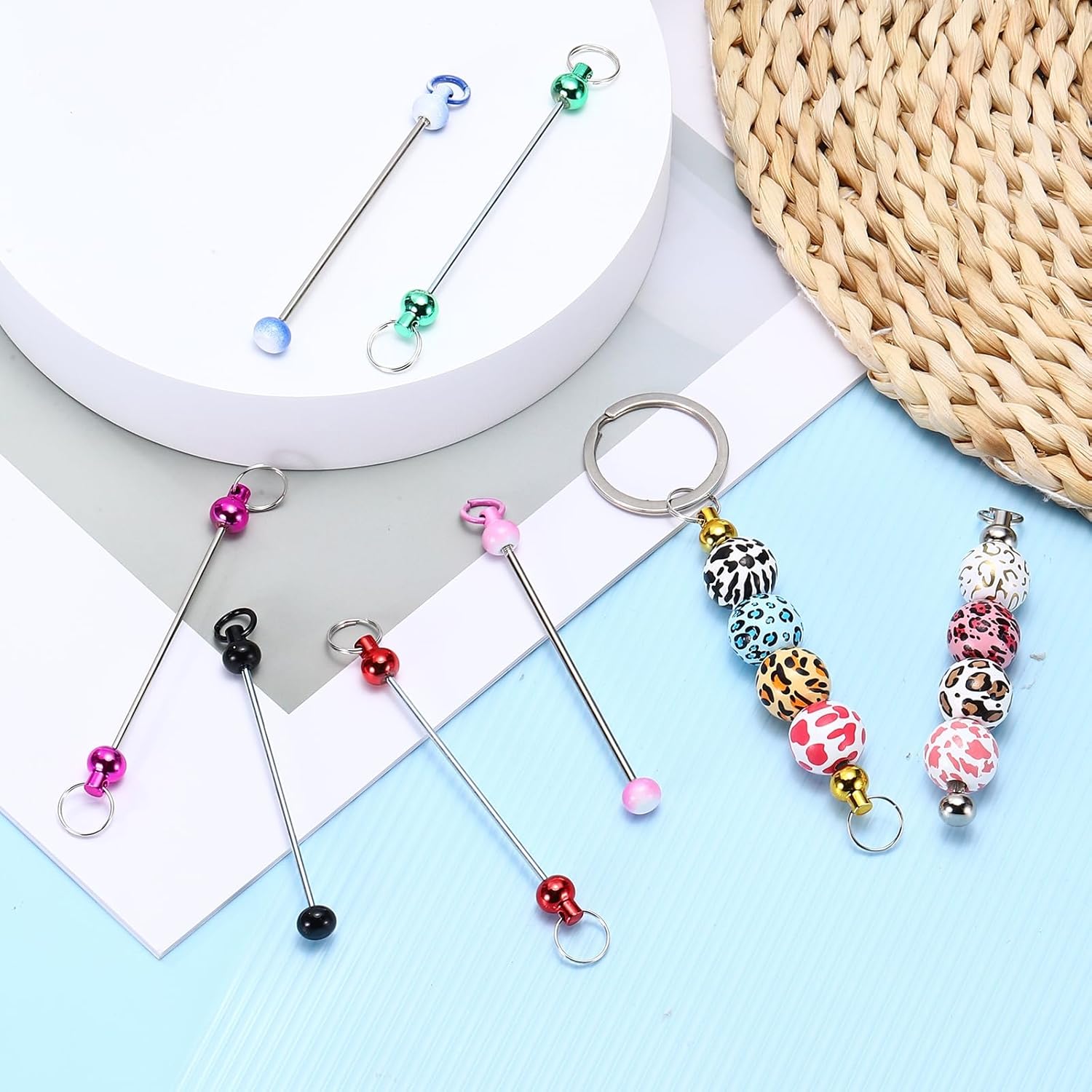 PATIKIL 28pcs Beadable Keychain Bar, Beadable Keychains Blanks Beaded Keychain Bar Bulk Key Chain Rod Making Charm for Beads Jewelry Making DIY Focal Bead Crafts Backpack, Gold - Image 4