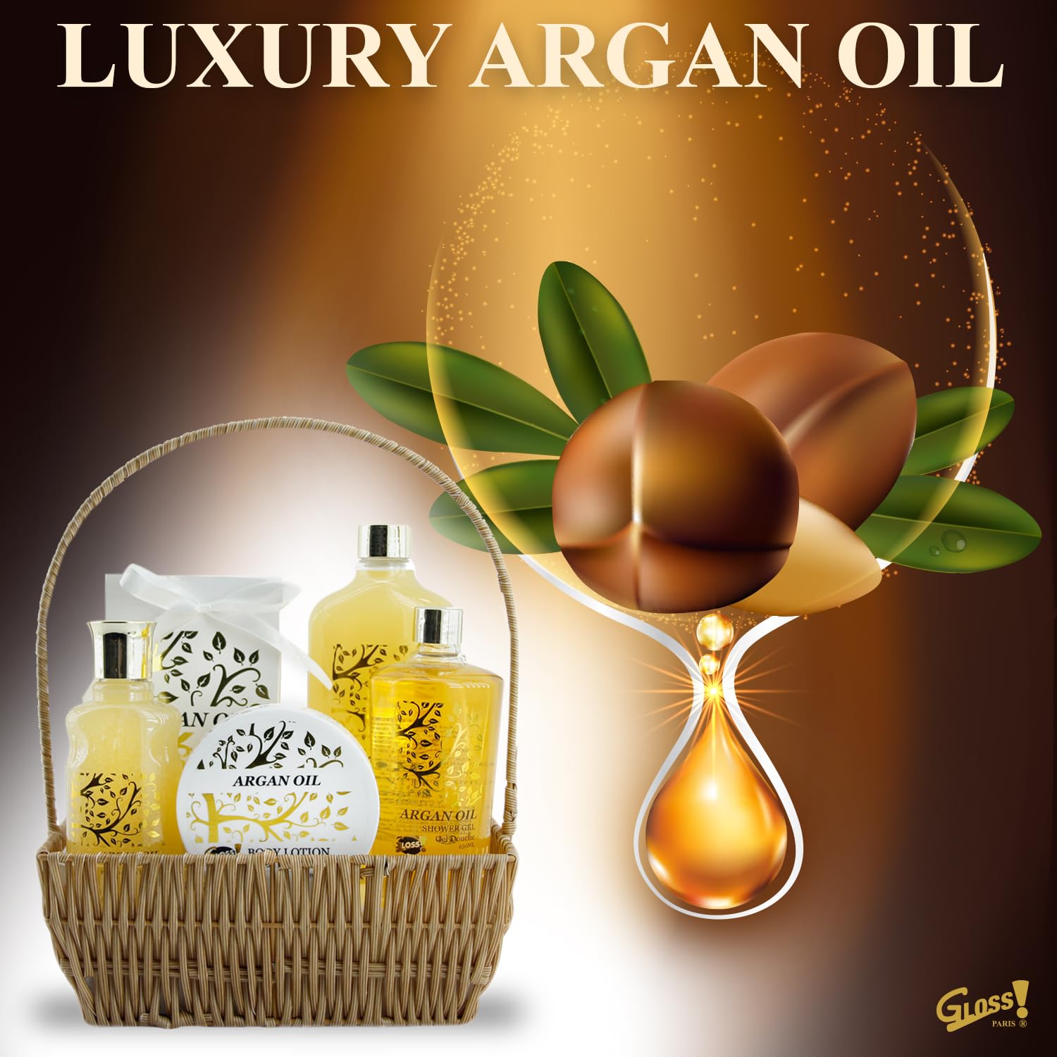 GLOSS ! Argan-Badeset – Weihnachtsgeschenkset – Geschenkidee für Frauen, Geburtstag, Lehrerin, Valentinstag, Muttertag – Wohlbefinden & Entspannung - PANIER
