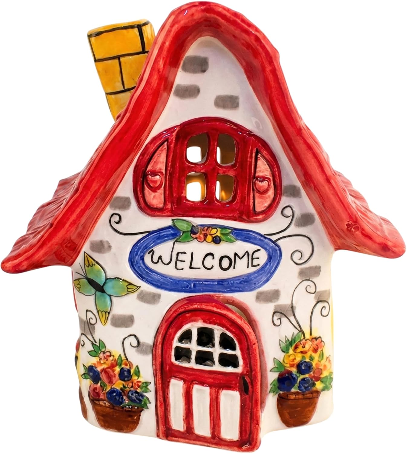 Blue Sky Clayworks Small Cottage Candle House, 5.75" L x 5.5" W x 6.25" H