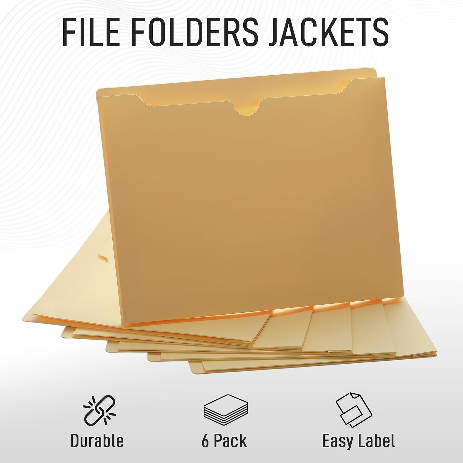 Manila File Jackets, 2 Inch Expansion, Letter Size, Reinforced Straight-Cut Tab, 6 Pack image 4