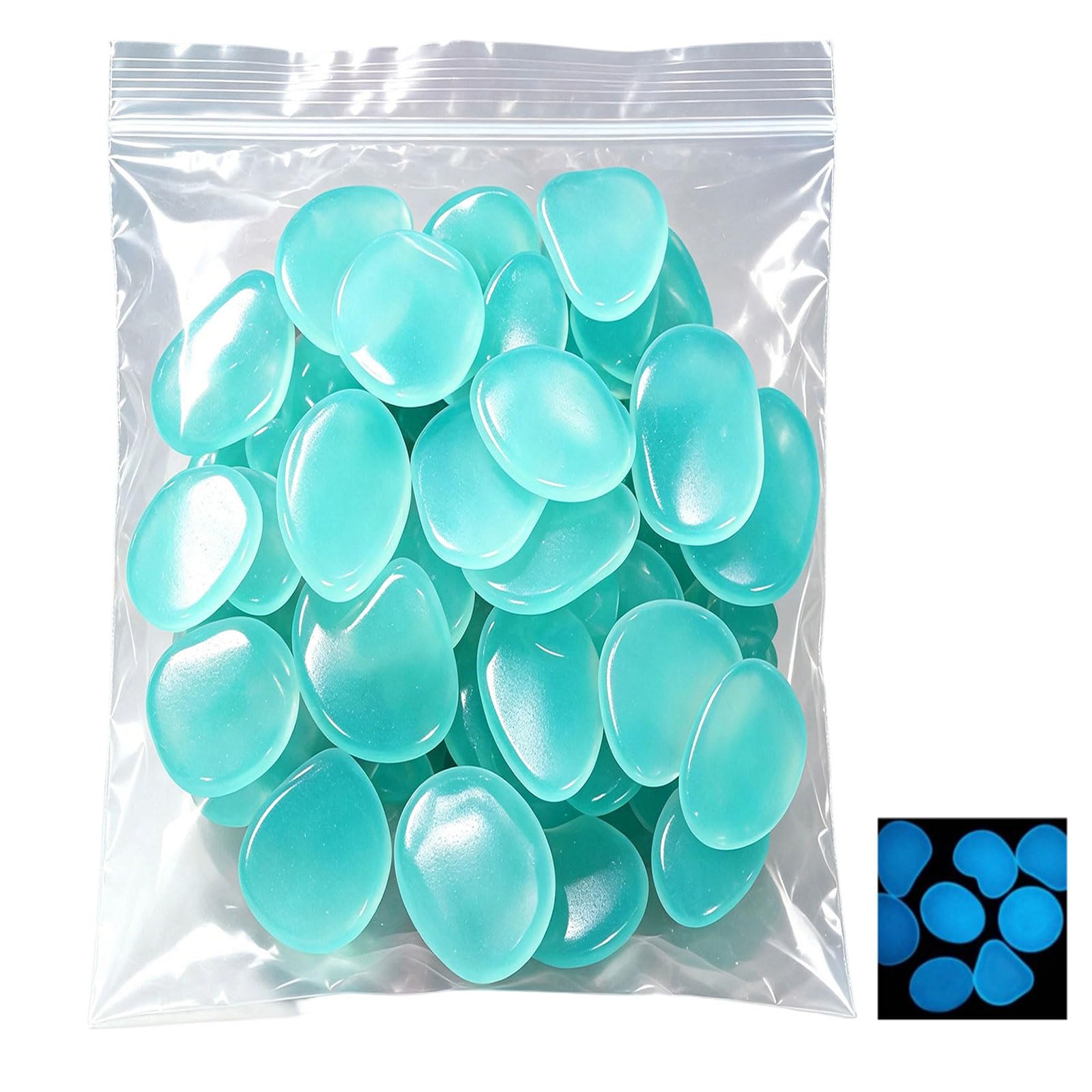 Buxuaaaa Of 100 Resin Glowing Pebbles for Aquarium and Garden Landscape Decoration Fluorescent Stone Fluorescent Resin Shingle
