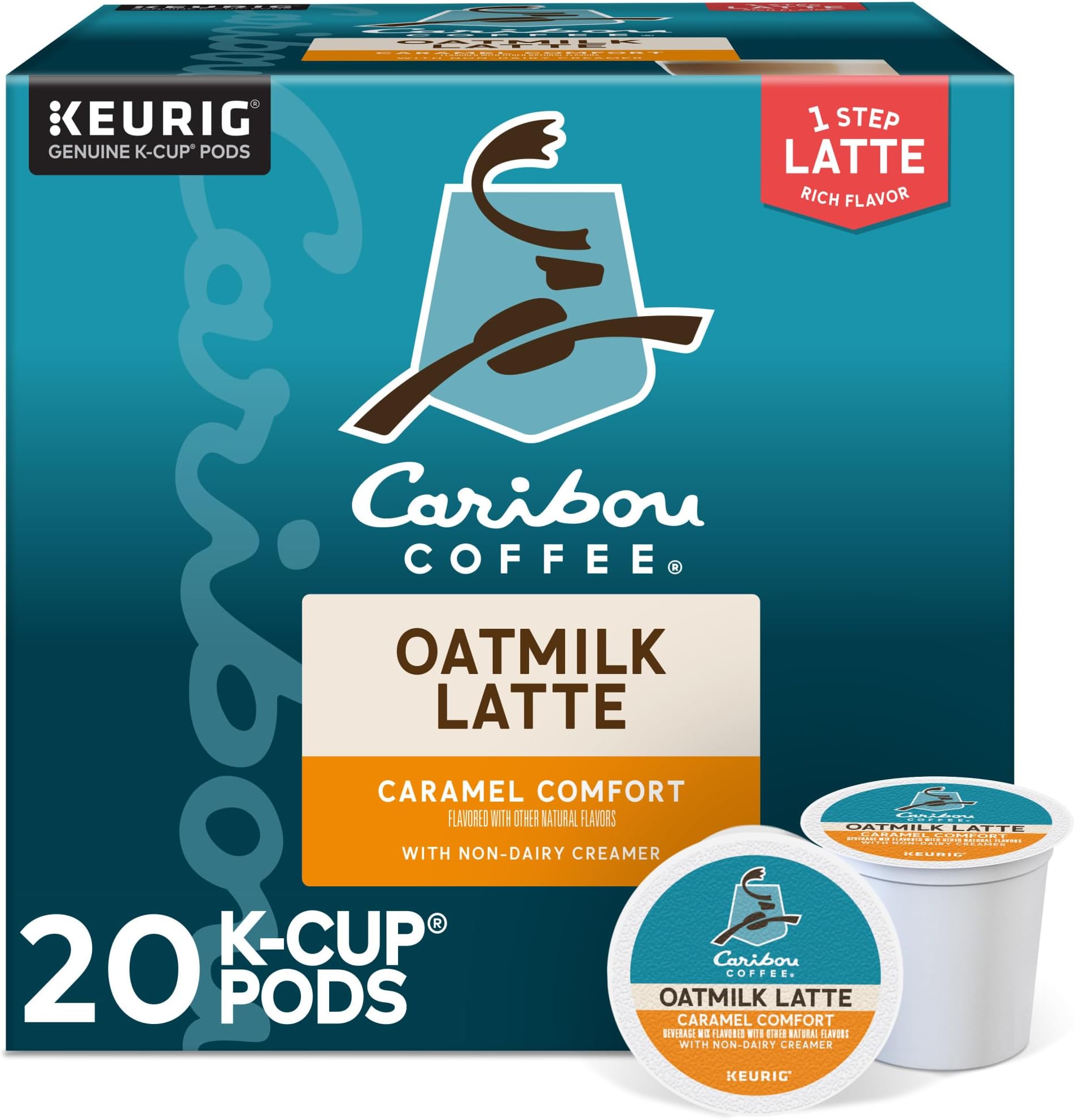 Caramel Comfort Oatmilk Latte, One Step Latte Single Serve Keurig K-Cup Pods, 20-Count Box