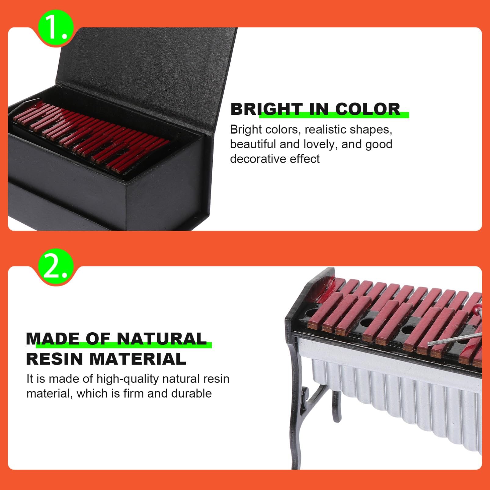 UPKOCH Decorazione Miniatura Marimba in Resina Naturale Forma Realistica per Mini Casa, Effetto Decorativo per Amanti della Musica Scatola di Conservazione