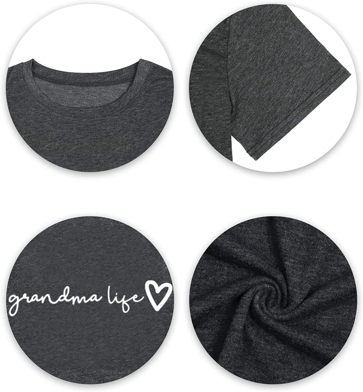 Grandma Shirt Women Casual Grandma Life Heart Printed T-Shirt Funny Tee Shirt for Grandma - Image 5
