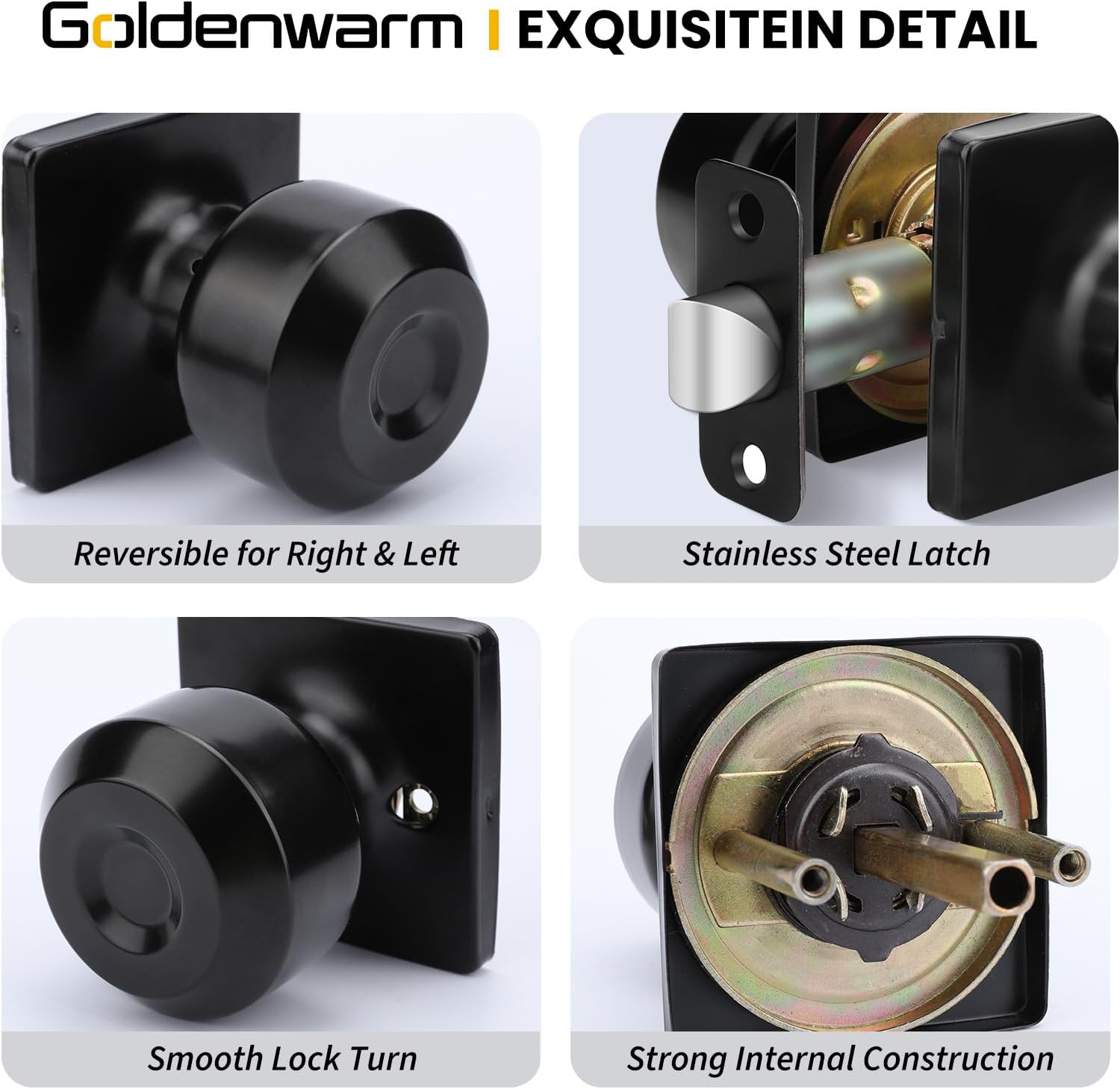 goldenwarm Privacy Closet Door Knobs 4 Pack