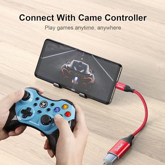 Siwket USB C to USB 3.1 Adapter,OTG Cable Type C Male to USB Female OTG Adaptor Compatible with MacBook Pro 2018,iPad Pro 2020, Samsung Galaxy S20 Note 10 S8 S9, Huawei P30,Google Pixel (Red)