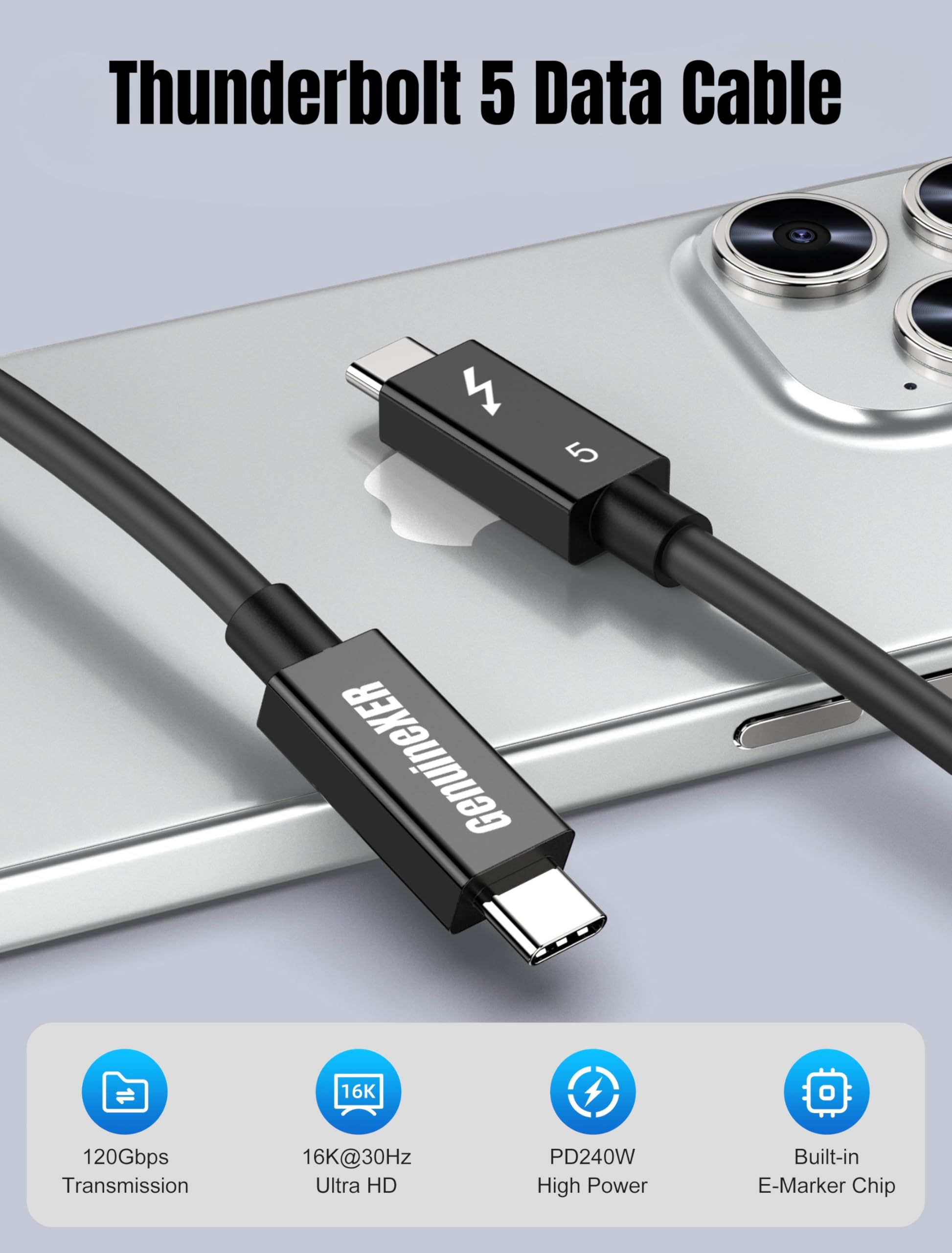 ThunderLink Thunderbolt 5 Cable 80Gbps 240W USB-C - 1 Meter — Amazon image 6