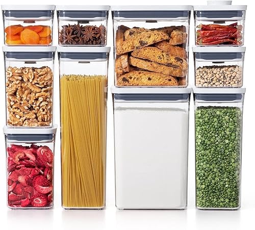 Miniatura 2 de OXO Good Grips - Juego de recipientes POP de 10 piezas, color blanco y OXO Good Grips Juego de dispensador de cereales POP de 3 piezas