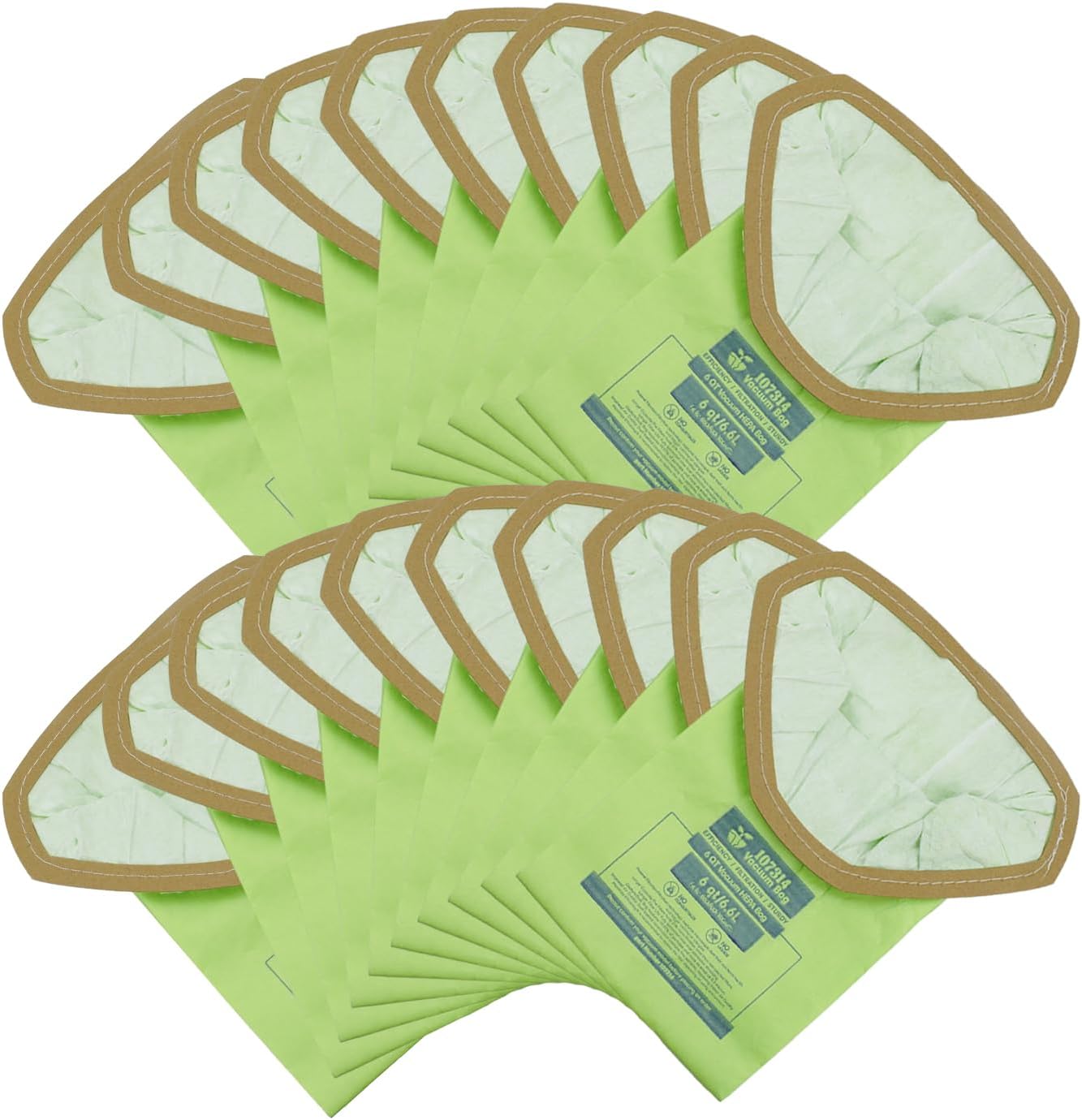 20 Pack 107314 Backpack Vacuum Bags Fit for ProTeam 6 QT Backpack Vacuum Cleaner，Replace #107314 Open Triangular Collar