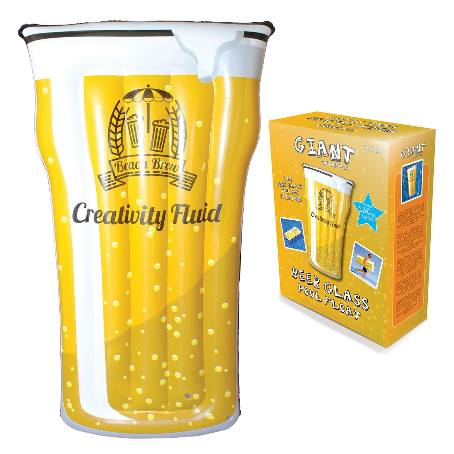 CKB LTD Novelty Pint Beer Lager Glass Inflatable Pool Float Lounger Adults Size 150cm Summer Holiday Blow Up Toys For Swimming Pool Party Beach