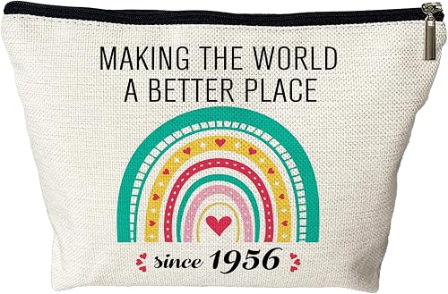 PEJAFAN 70th Birthday Gifts For Her Women Cosmetic Bags, Making The World A Bett