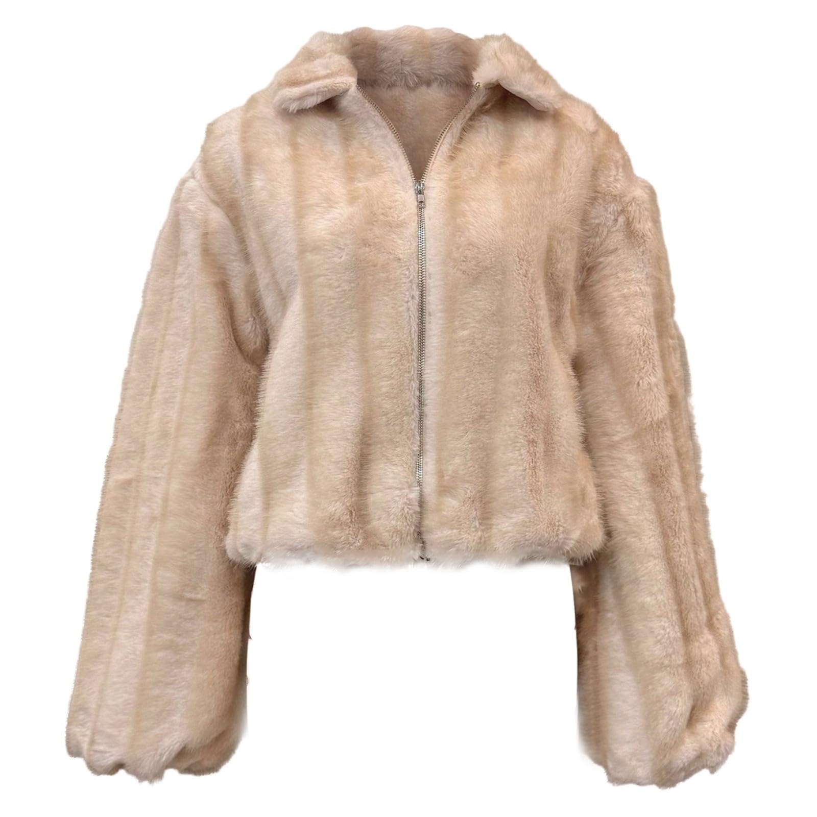 Chaqueta sintética de Lujo, cálida y acogedora, de Forro Polar, Abrigo de Invierno Informal de Manga Larga con Bolsillos, cómodo y de Corte Holgado, Mujer, Prenda Exterior otoño e Invierno