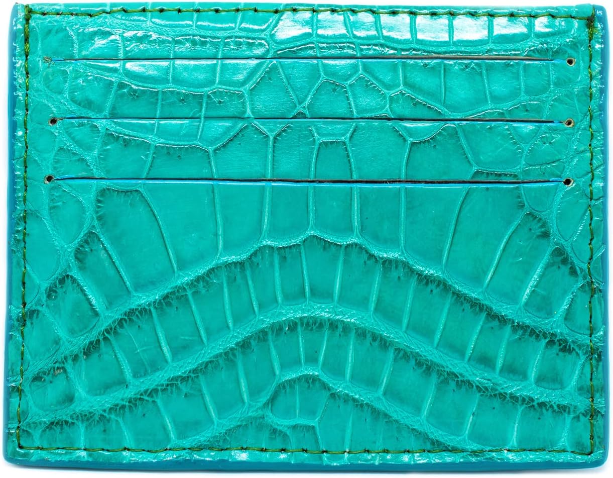 Real Alligator Crocodile Handmade Card Holders Wallet For Men And Women (Turquoise)