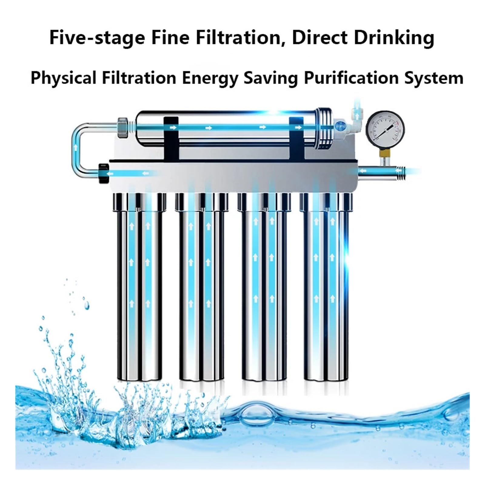 Purificador de filtro de agua del grifo, filtro de acero inoxidable, purificador de agua for beber directamente, purificación de toda la casa