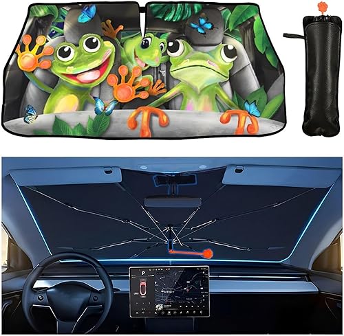 Miniatura 9 de Edeeil Divertida cubierta de parasol para automóvil, diseño de gallo y divertido y plegable, bloquea los rayos UV, mantiene el vehículo fresco para