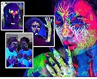 Vista 7 de 12 piezas de maquillaje de pintura facial y corporal con luz negra, kit de pintura facial que brilla en la oscuridad, palos de pintura de neón
