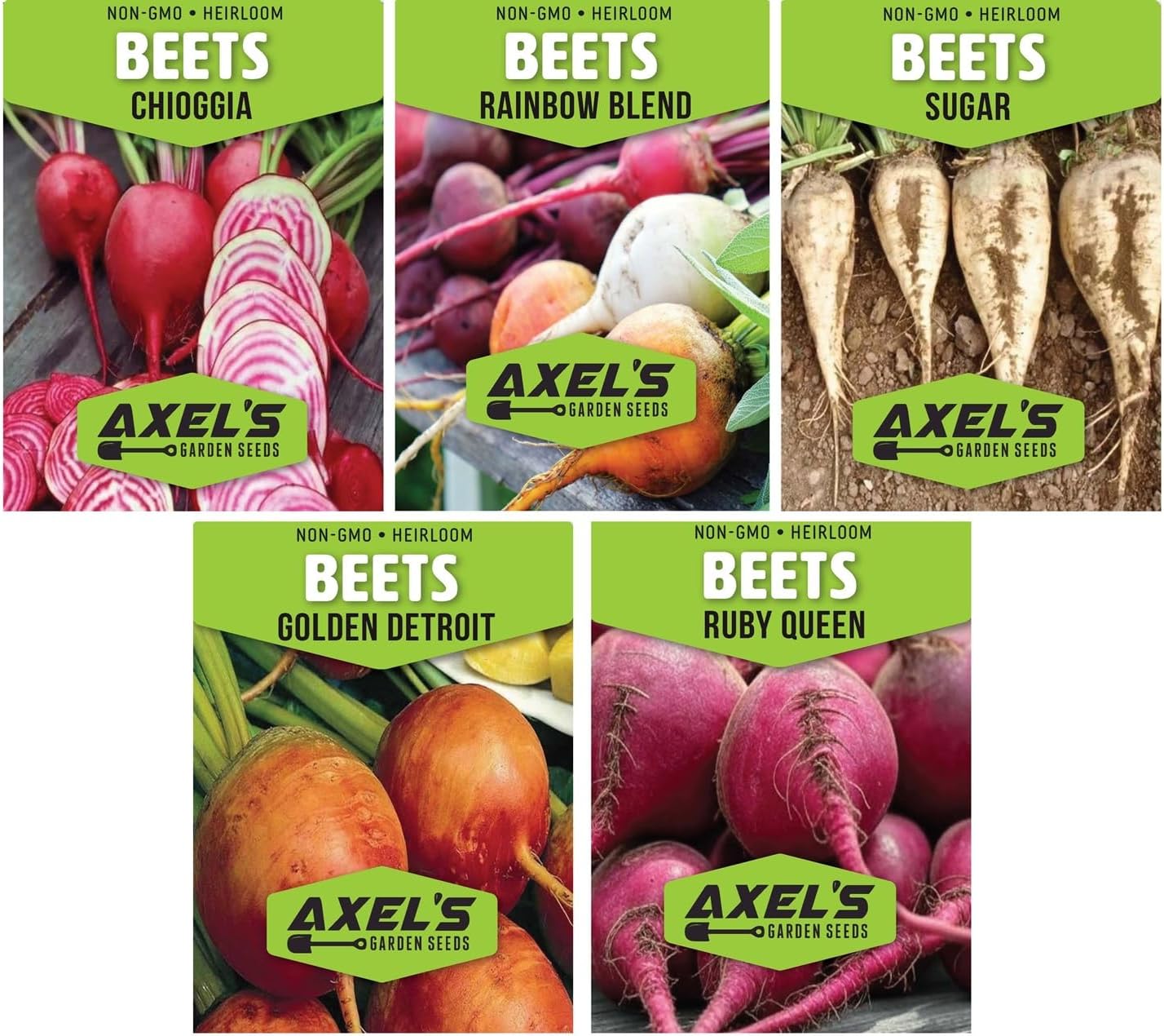 Beet Seeds for Planting - Plant & Grow Heirloom Beet Varieties Home Outdoor Vegetable Garden – Easy Grow Planting Packets, Beta vulgaris – 5 Packets of Each Variety
