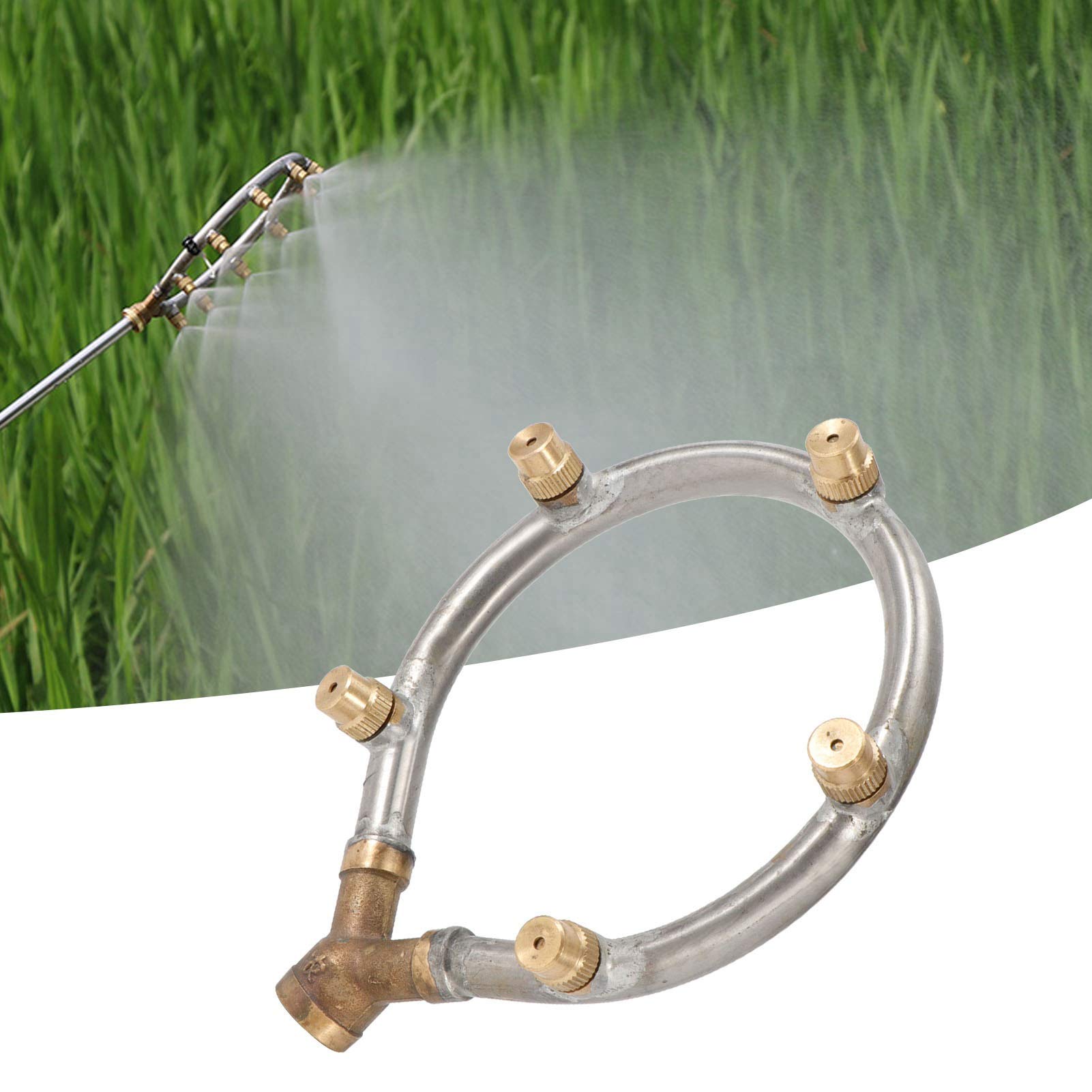 WGFOIP Garden Irrigation Misting Nozzle, 5 Head Nozzle Adjustable Atomizing Irrigation Sprayer for Garden Watering - Image 2