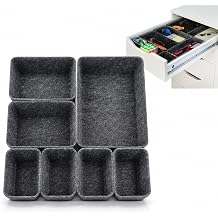 7 Pack Drawer Organizer Compatible with Ikea Alex Drawer Unit, Felt Desk and Makeup Drawer Organizers, Soft Storage Bins for Office, Vanity, Bedroom, and Dresser Shallow Drawers
