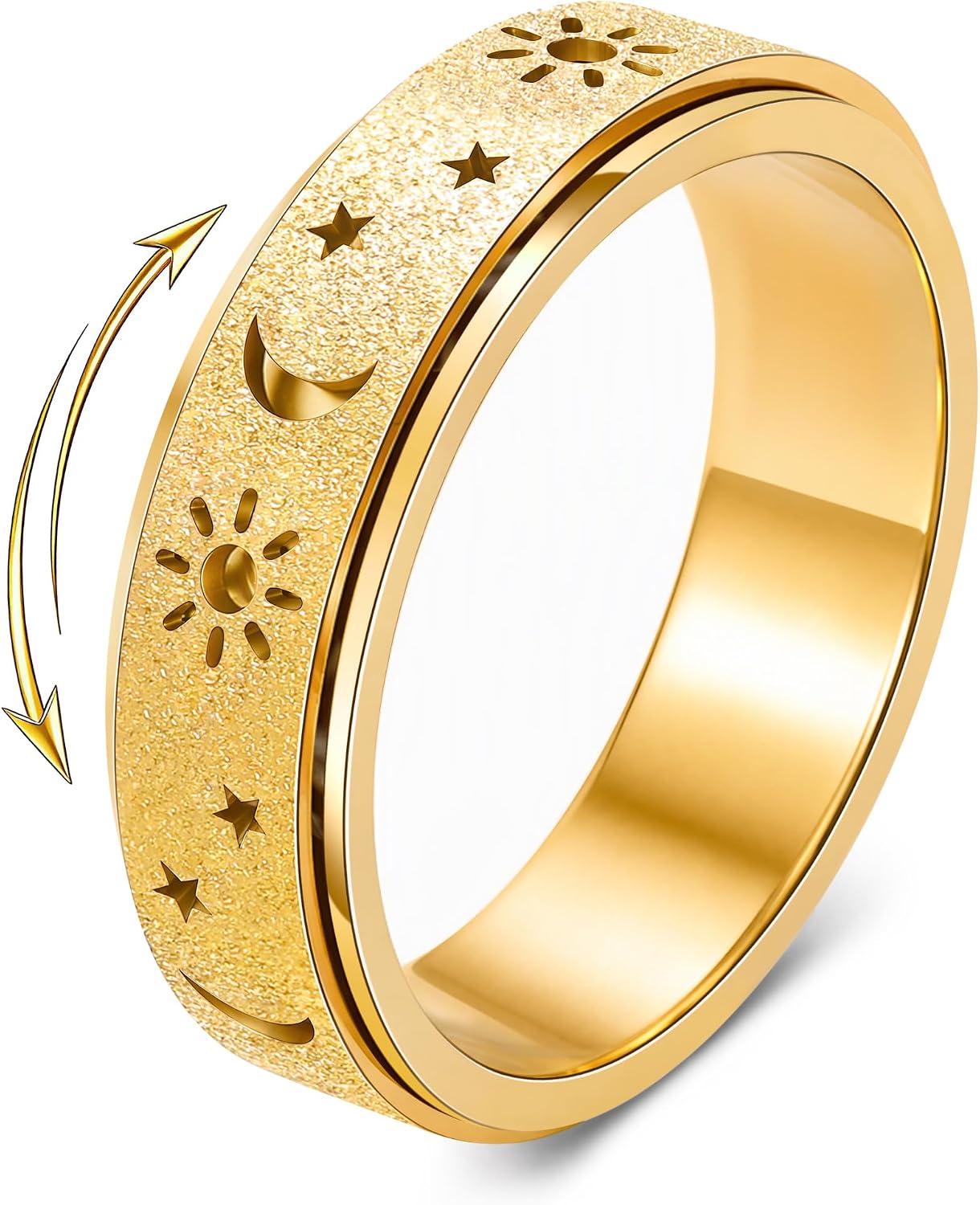 Sun Moon Star Fidget Ring Toys Adults Anxiety Relief Spinner Women
