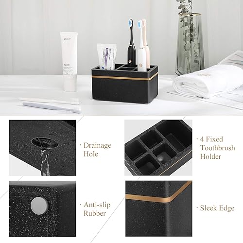 Miniatura 19 de Shinowa Soporte para cepillos de dientes de resina, 5 ranuras higiénico para cepillos de dientes, organizador de almacenamiento para cepillo de F