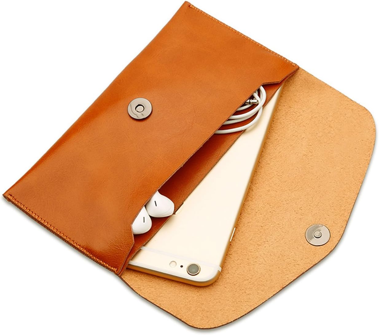 Ailzos Phone PU Leather Wallet Style Sleeve Case Cover,Portable Soft Fiber Leather Case Holster Cover Universal Pouch Sleeve for iPhone X/7 8 Plus,7,6S,6,5S/Samsung Galaxy S9 S8+ S8/S8 etc,Brown