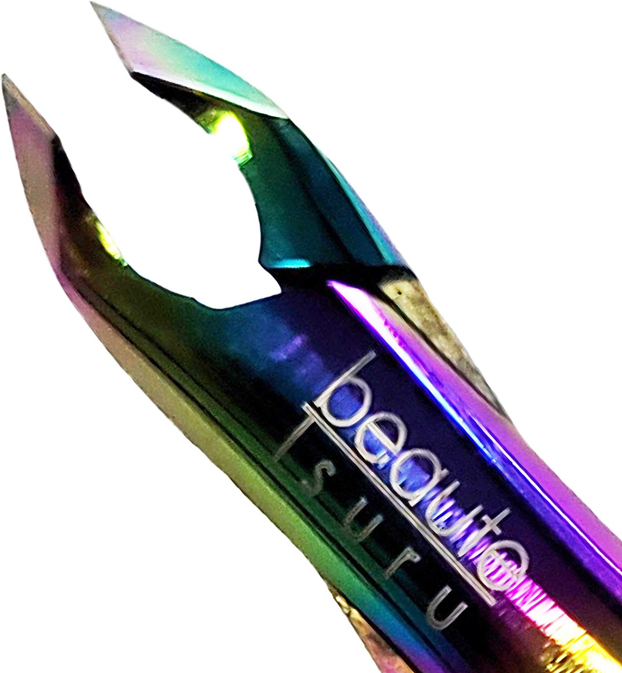 BEAUTE TSURU Professional Razor Edge SUPREME SERIES Single Spring Cuticle Nipper in Quarter(1/4), Half(1/2) Jaw and Full Jaw. (Quarter Jaw (1/4) OR # 12, Rainbow Titanium Finish)