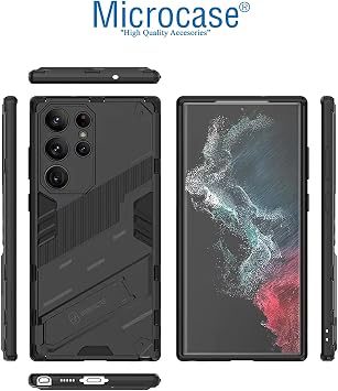 Microcase Samsung Galaxy S25 Ultra Matrix Serisi Armor Standlı Perfect Koruma Kılıf - Siyah Al3416