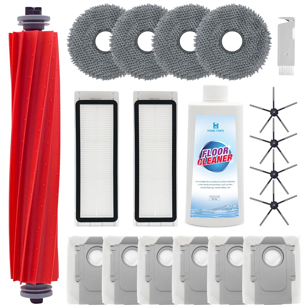 Multi-Surface Floor Cleaning Solution and Accessories Kit,Dilution Ratio 1:200,Compatible with Roborock Q Revo Vacuum Cleaner