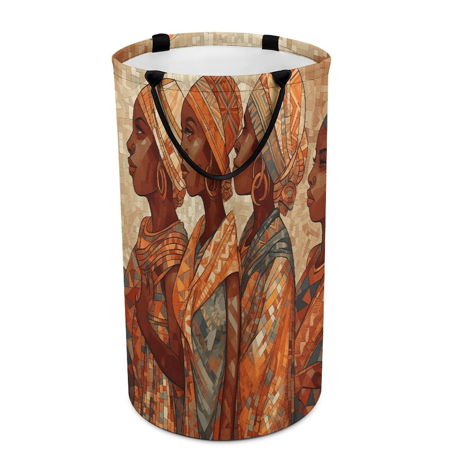 Africa Ethnic Pottery Laundry Basket with Handles Large Collapsible Laundry Bag Freestanding Waterproof Clothes Hamper Decor Storage of Dirty Clothe for Family Bathroom 86L