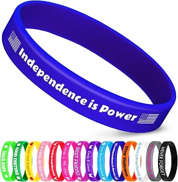 Custom Silicone Lables 20PCS Blue Personalized Rubber Wristbands 0.5"*7.9" Custom Wristbands with Text ICON Bulk